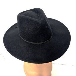 Sonoma Black Fedora 100% Wool Women's Hat  One Size EUC